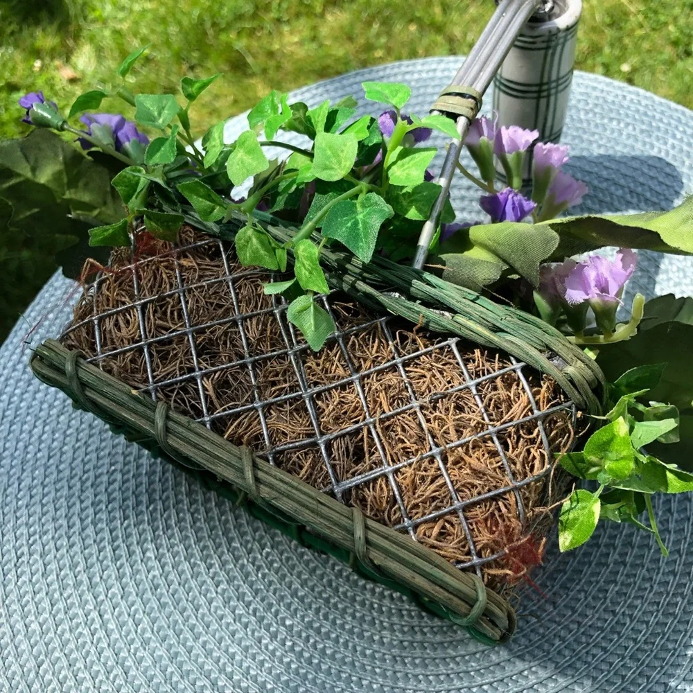 Silk Violets in Basket